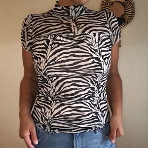 GUESS JEANS Zebra Print Mesh Top Size Medium